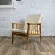 Reupholstered Scandinavian oak armchair, Eastern European origin, 70s-80s
