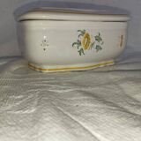 Antique butter dish in faience – Bird decoration – Late 19th / early 20th century