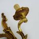 Antique double-light bronze wall light with acanthus leaves. 1950s
