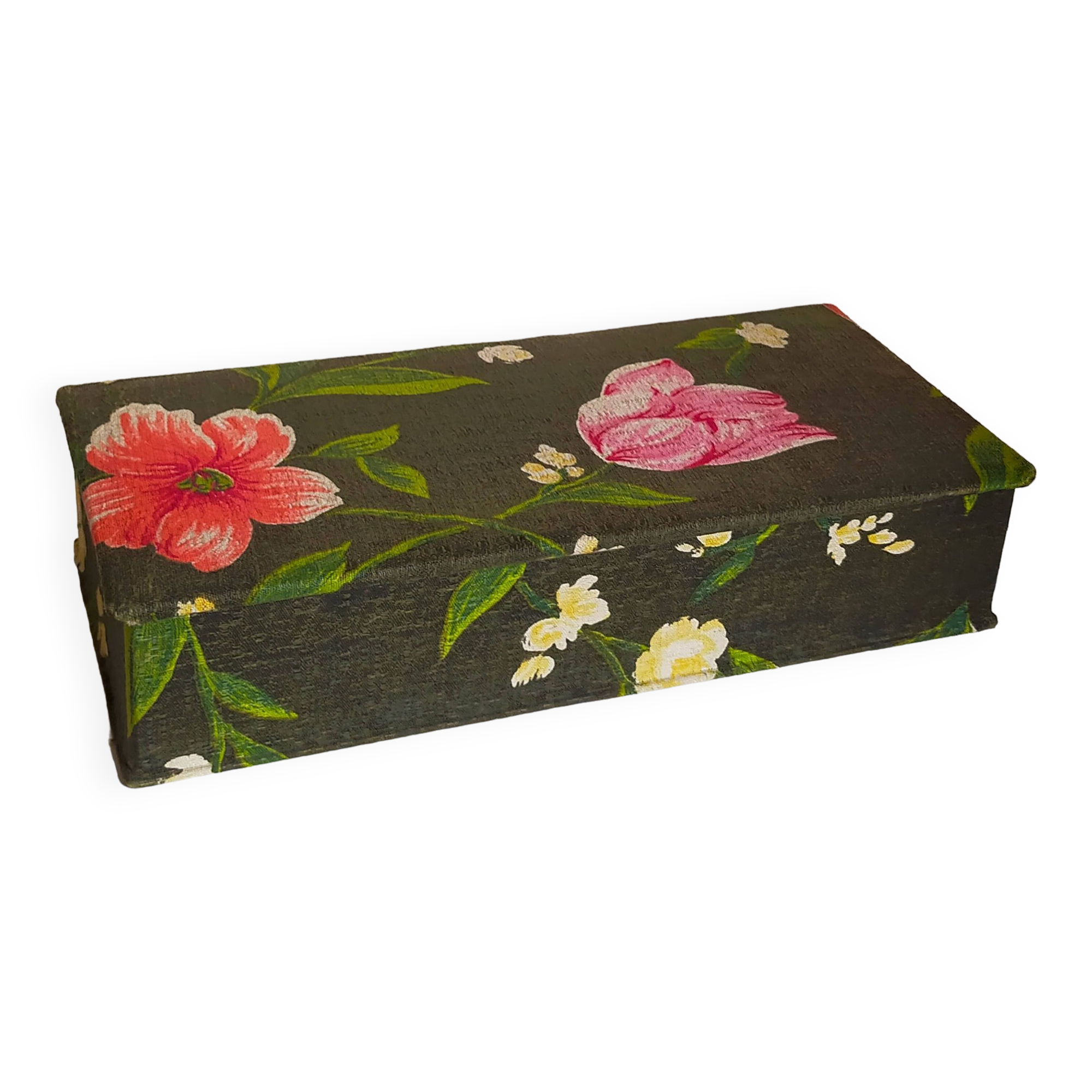 Box padded with old fabric