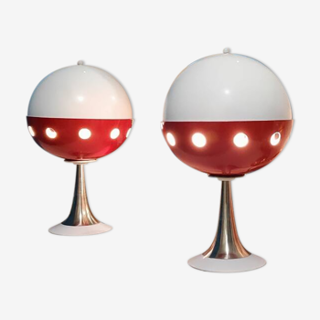 Pair of Space age cocci ball lamps