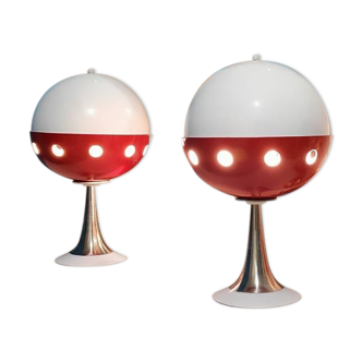 Pair of Space age cocci ball lamps