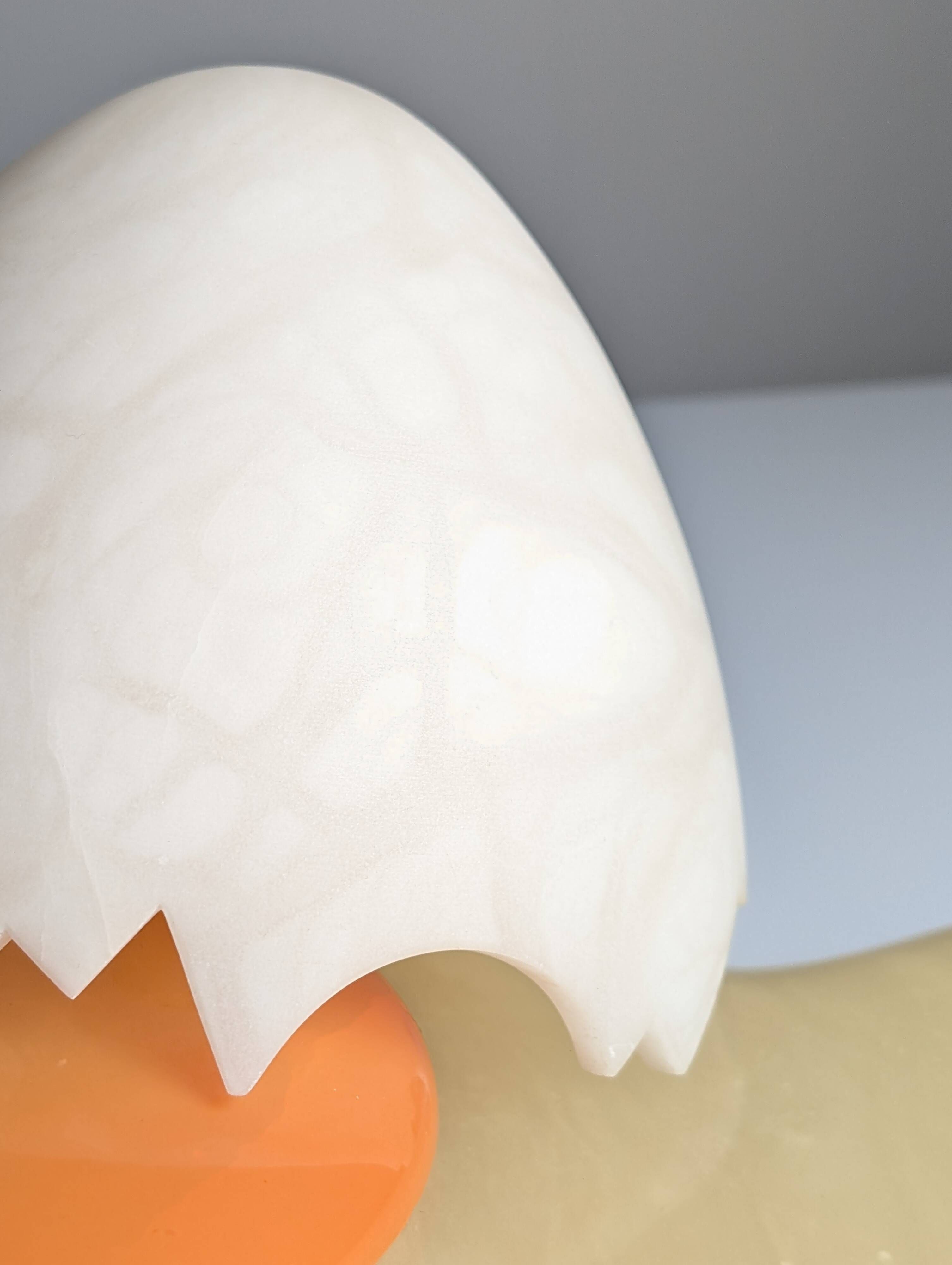 Broken egg alabaster sculpture lamp by Marco Ricciardi, Italy, 1980s