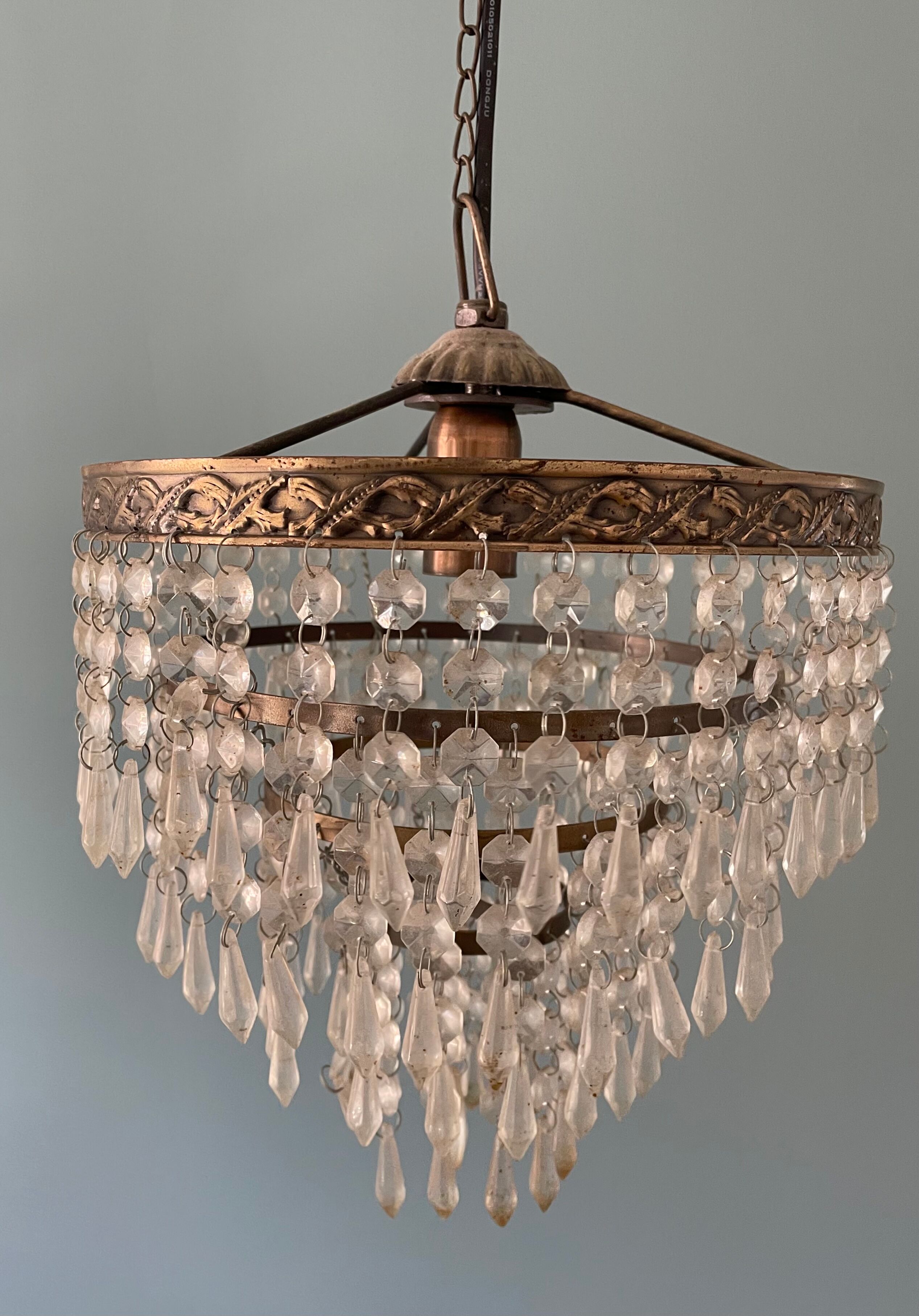 Old ceiling lamp chandelier with grapevines