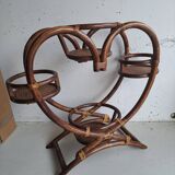 Vintage rattan heart plant holder