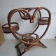 Vintage rattan heart plant holder