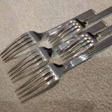 5 silver-plated table forks by Christofle, Triade pattern