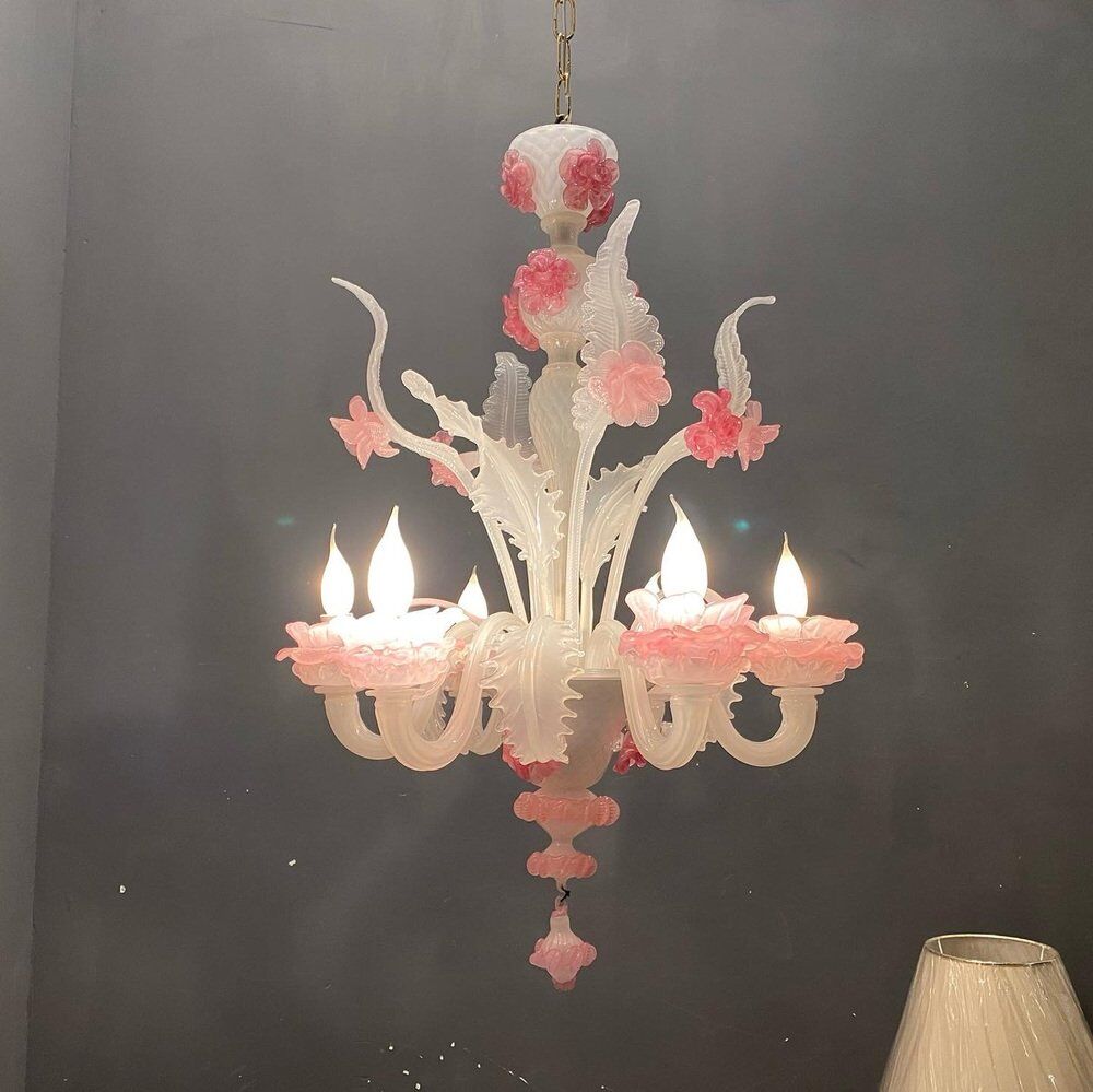 Venetian Murano glass flower chandelier, 1960s