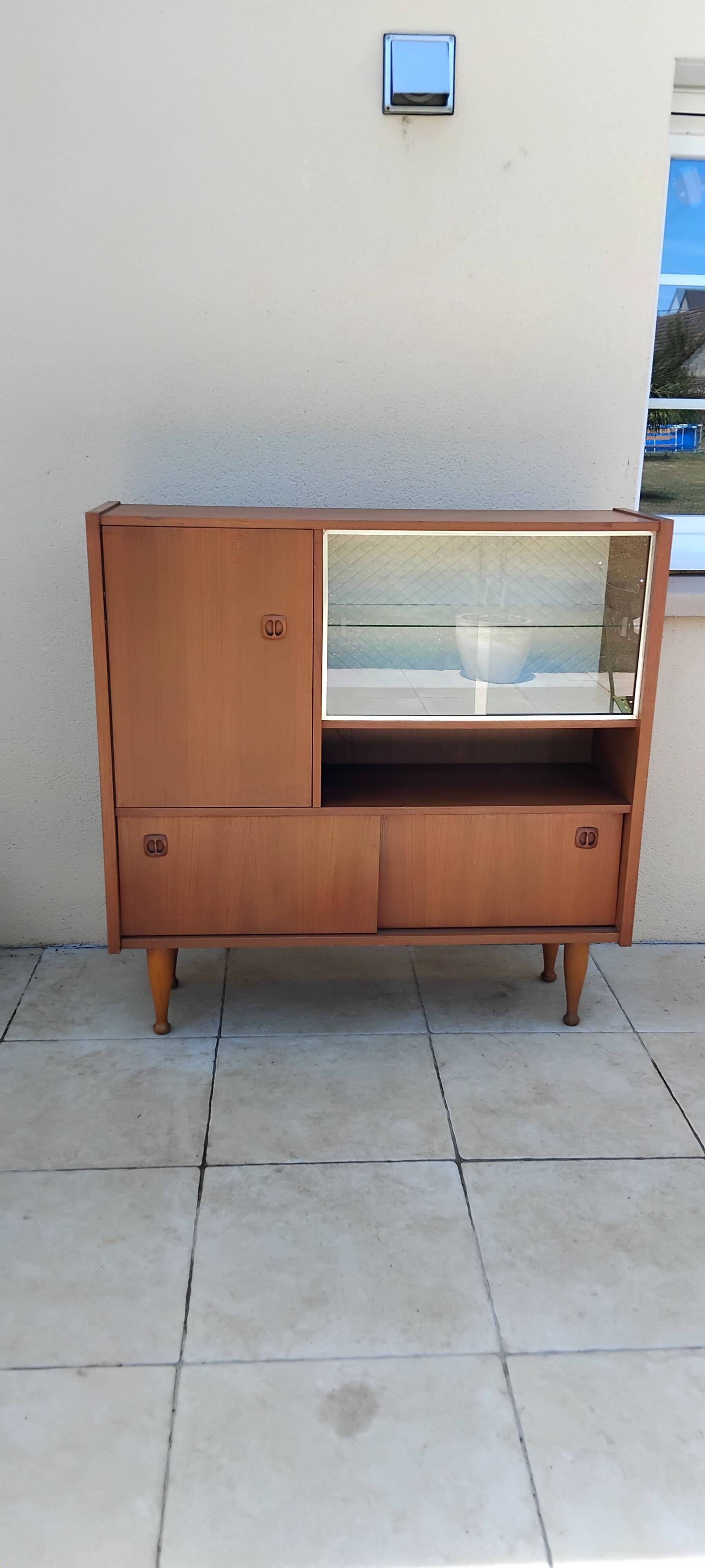 Scandinavian vintage teak display cabinet