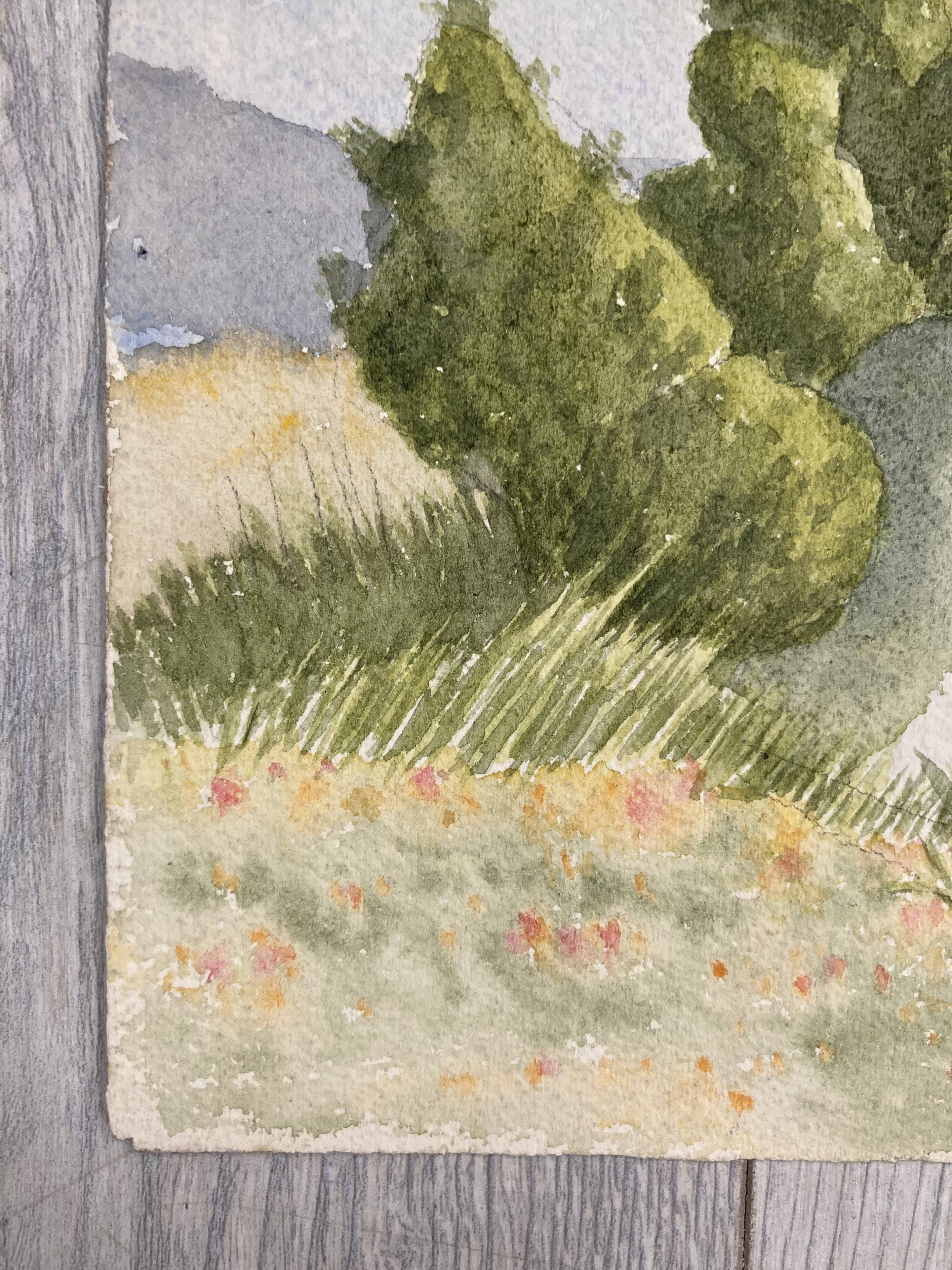 Vintage landscape watercolor