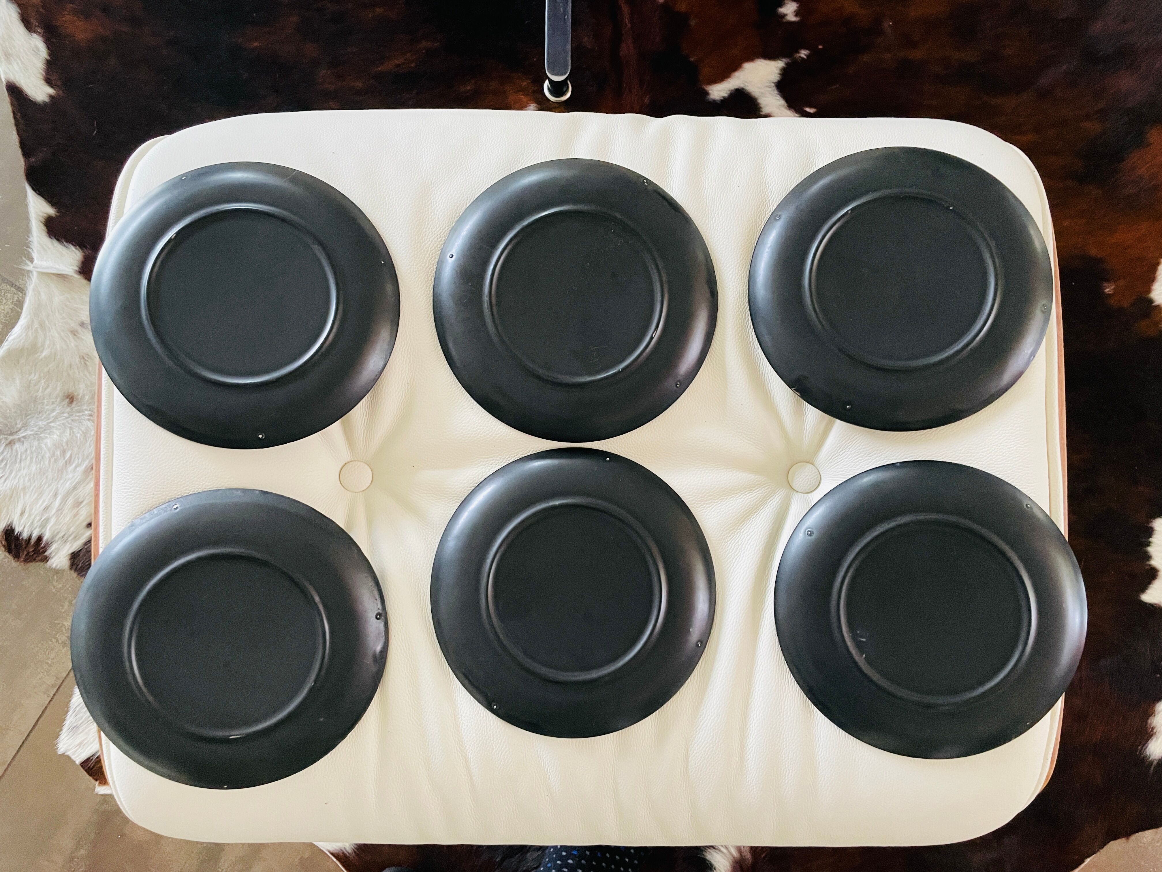 Set of 6 vintage painted ceramic plates 1960