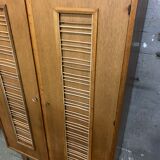 Vintage oak and rattan cabinet 1960