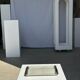 Trio of small rectangular serving dishes white and black Indonesian ceramic 21x16