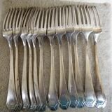12 Art Deco silver metal bistro forks