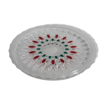 Vintage transparent crystal decorative plate, Italy, 1960s
