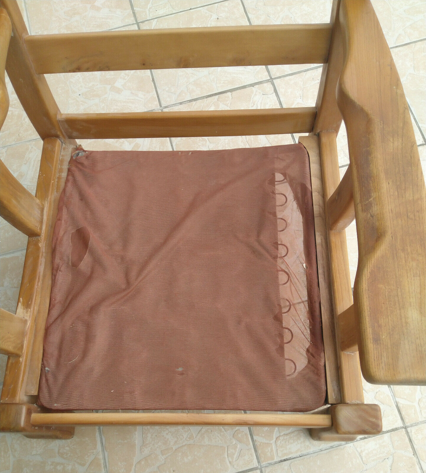 Fauteuil vintage en orme blanc