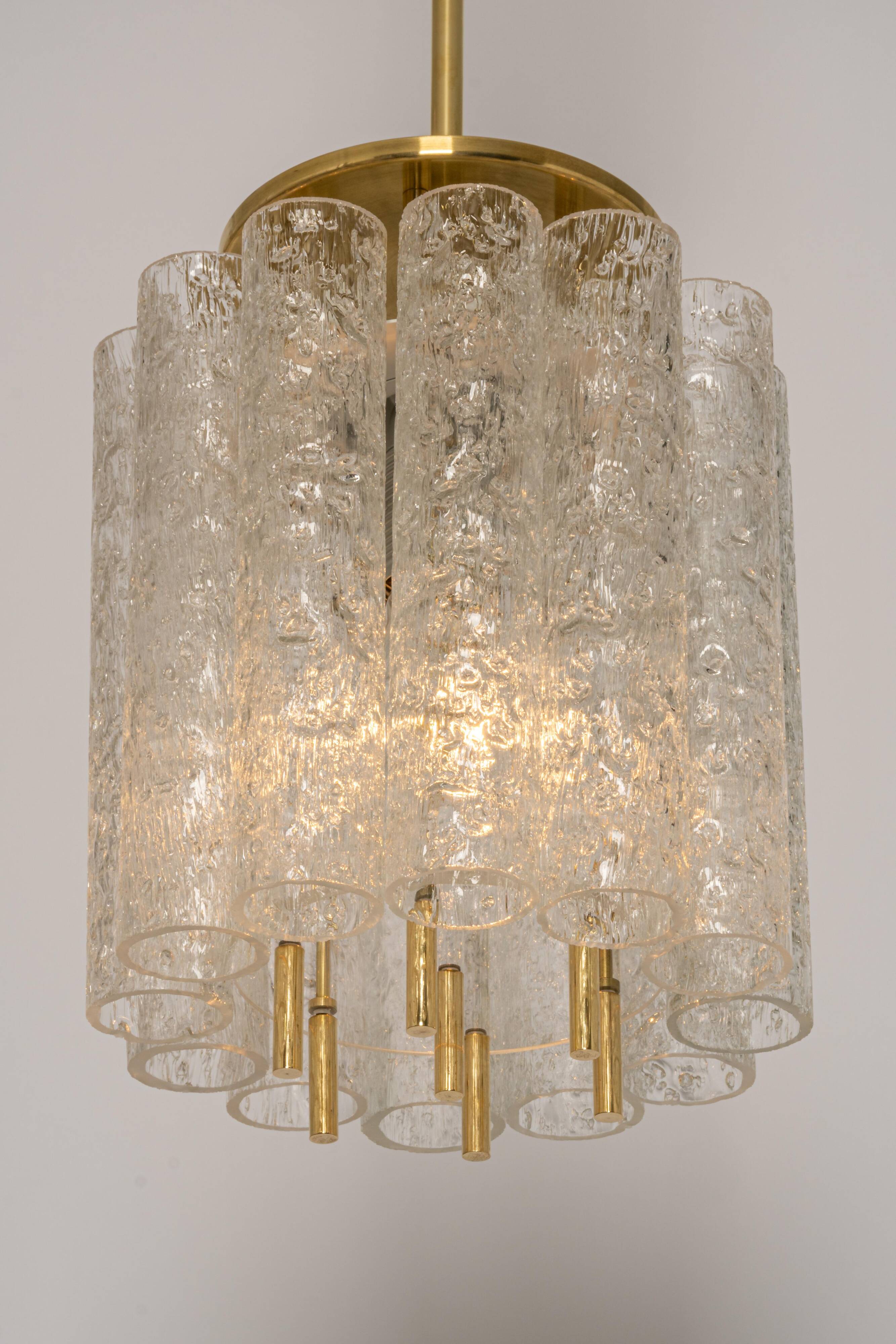 Pair of Murano glass tube pendants by Doria, Germany, 1960s.