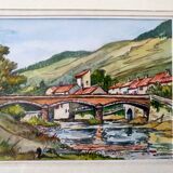 André Duculty (1912-1990) Watercolor on paper "Pont de la Sorgues, in Versols-Lapeyre" Signed below