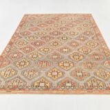 6x10 Pale Red Green Tribal Wool Kilim Rug, 189x300Cm