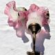 Sconces with tulip colored pink support color old gold 1 pair around 1970