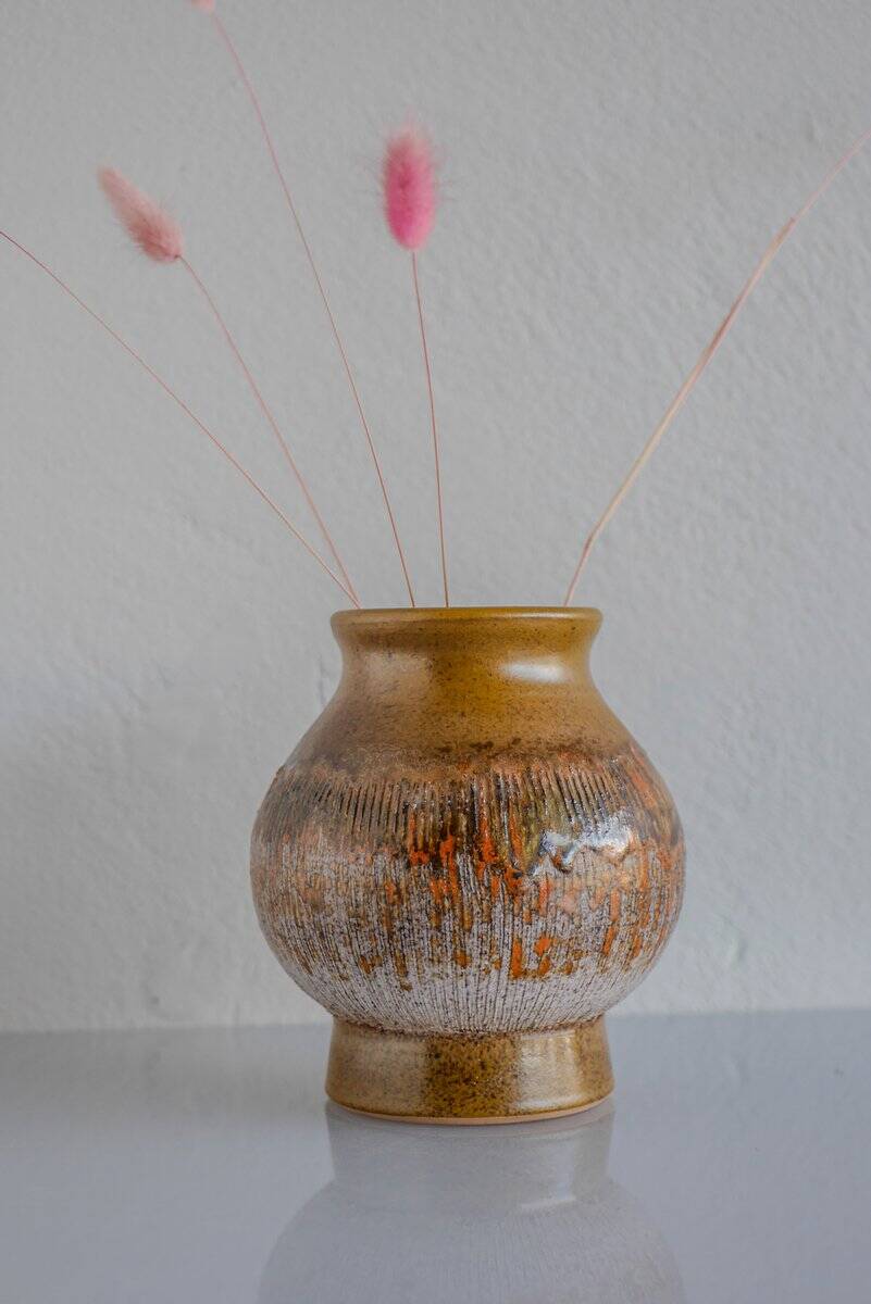 Mid-century Scandinavian modern art pottery vase in ceramic from Tilgmans, Sweden