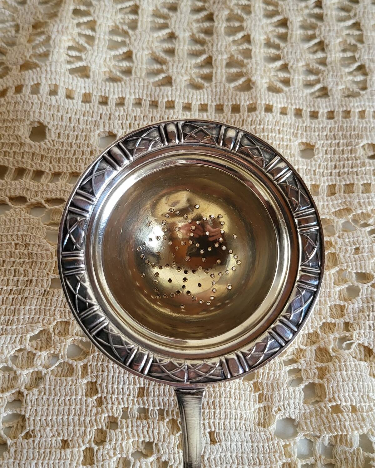 Silver-plated tea strainer