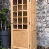 Parisian glass cabinet, raw wood, 1960s