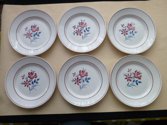 Set of 6 flat plates St Amand Céranord Yolande model