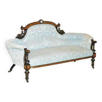 Sofa en noyer marin et ébène avec plaque Grand Tour