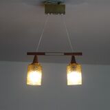 Scandinavian glass and teak pendant lamp 1960