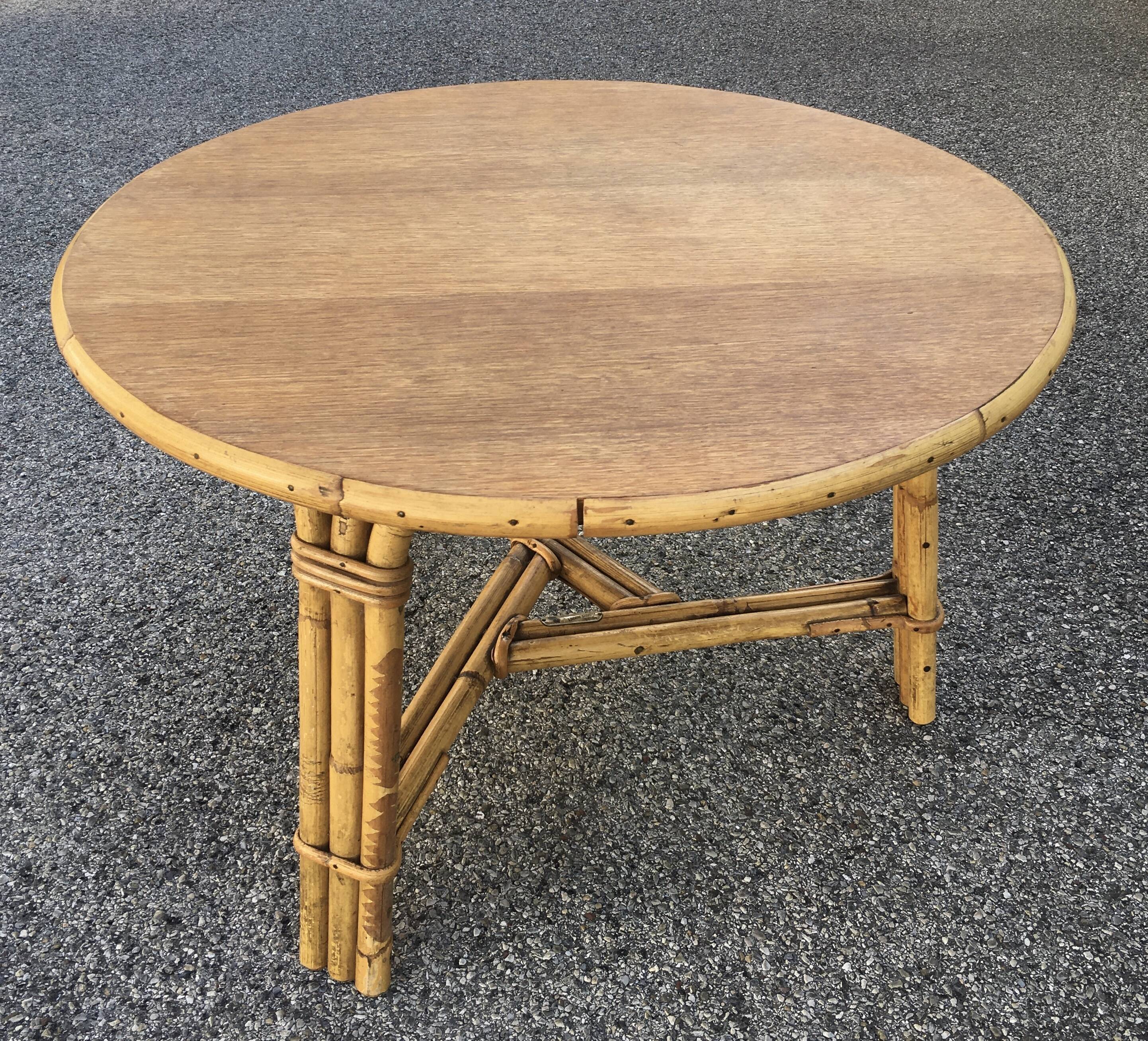 Round rattan coffee table Audoux-Minnet