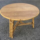 Round rattan coffee table Audoux-Minnet