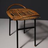 Mid century rattan stool by alan fuchs, uluv, 1960´s, czechoslovakia