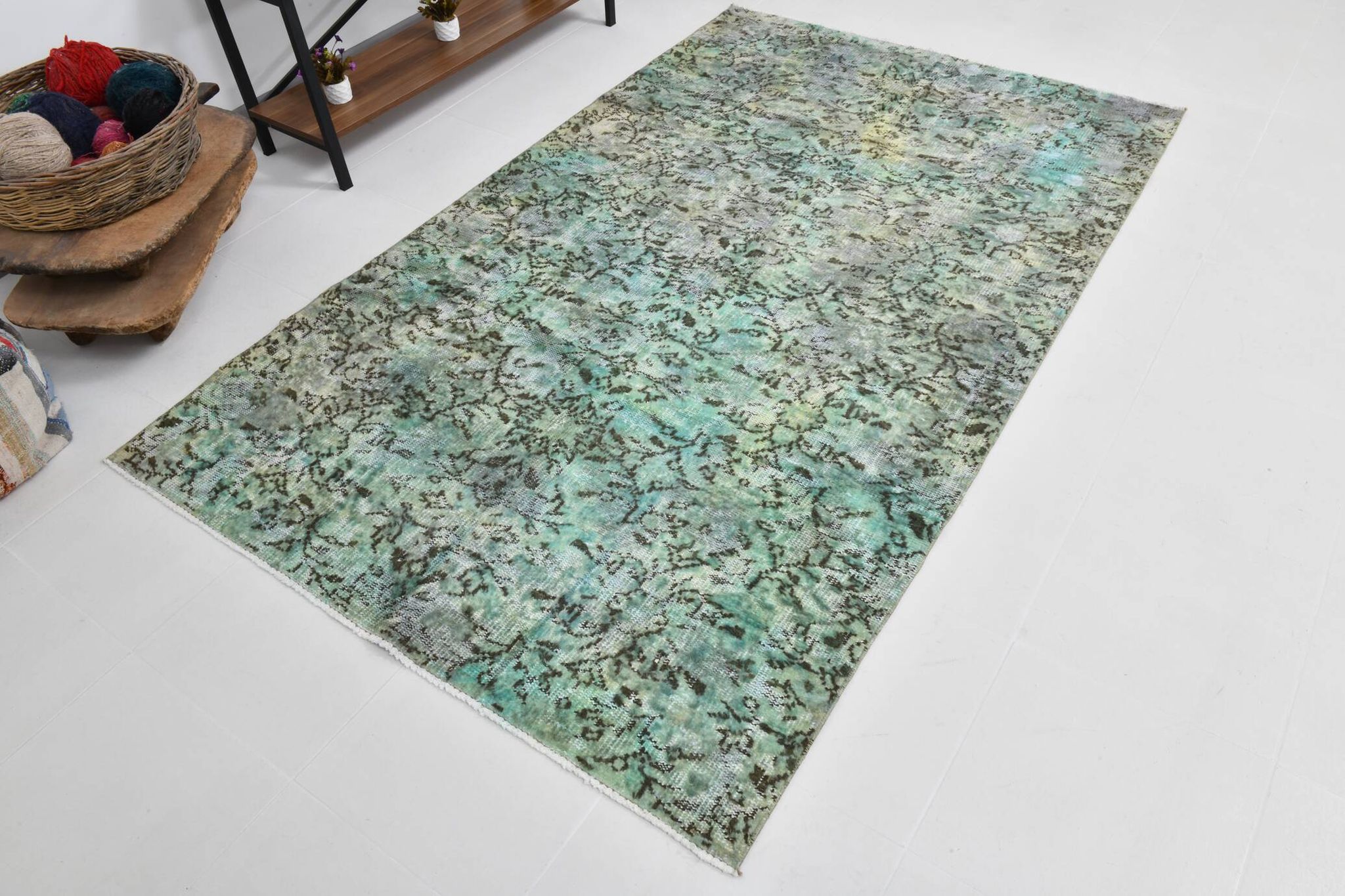 Tapis vintage style plantes 5x8, 148x243cm