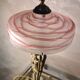 Austrian Art Nouveau bronze lamp with Loetz style art glass shade