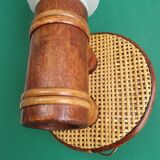 Pair of vintage rattan bamboo wall sconces