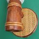 Pair of vintage rattan bamboo wall sconces