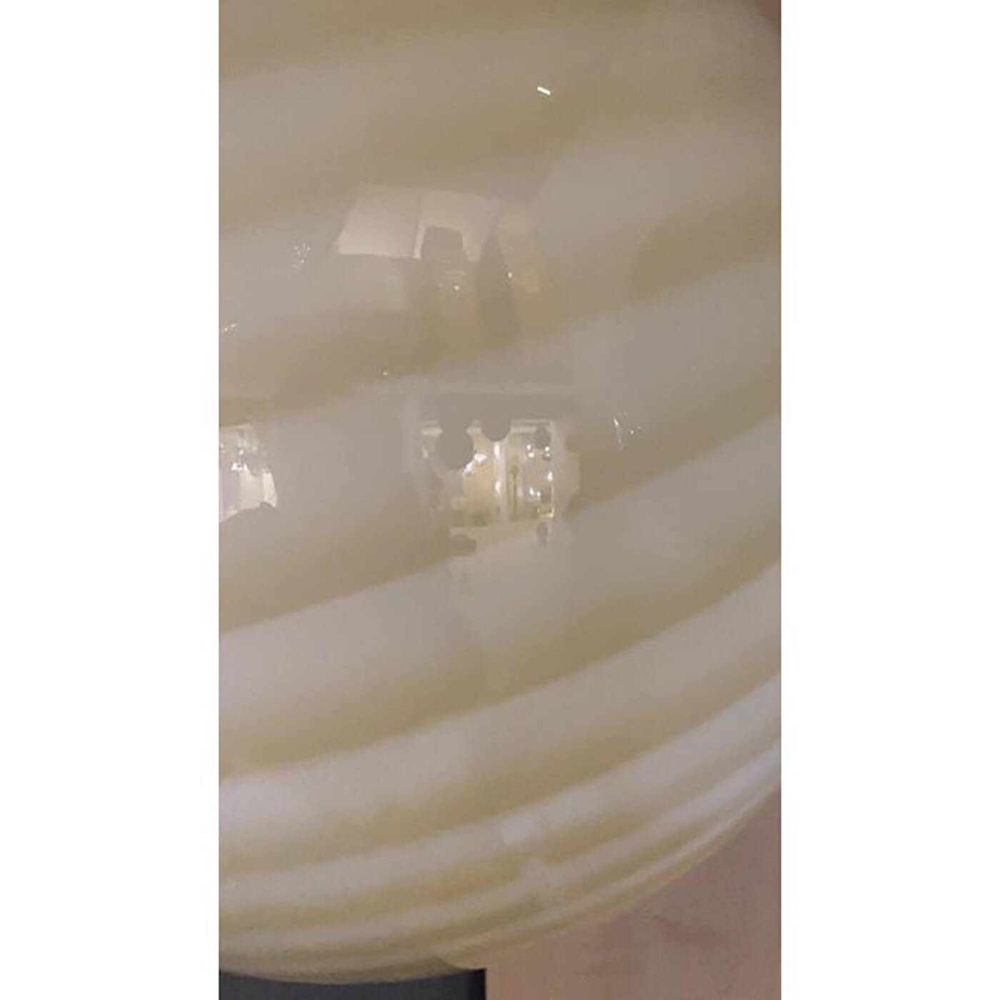 Contemporary Amber-White Sphere Pendant in Murano Glass