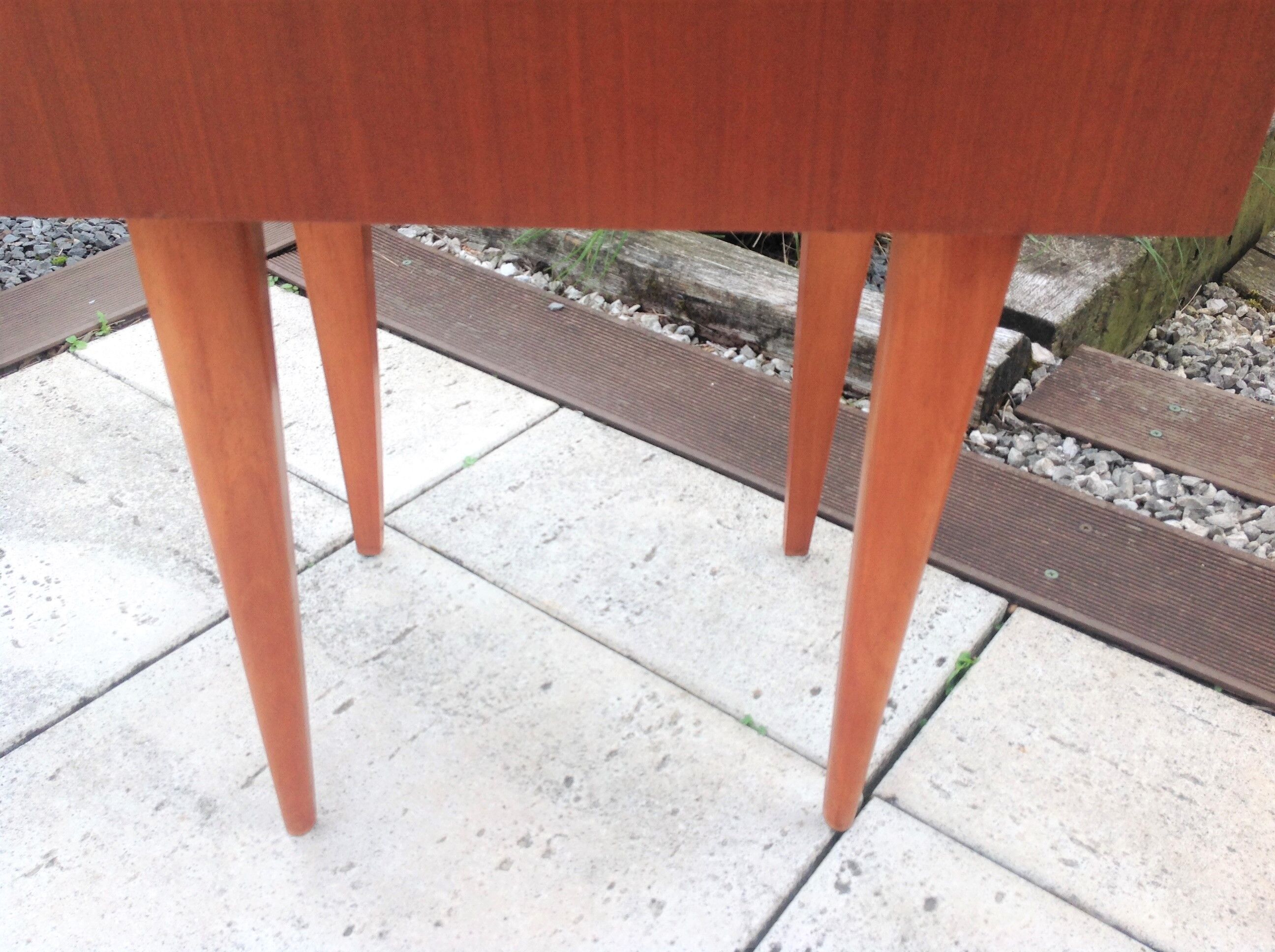 Varnished wooden bedside table Scandinavian style / vintage 60s-70s