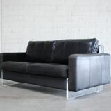 Vintage black leather sofa from Lavalina