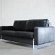 Vintage black leather sofa from Lavalina