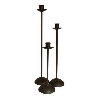 Trio of speckled rust effect candle holders