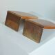 Vintage wooden and brass bookends from the 1950s, Scandinavian style.