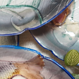 Service d'assiettes à poisson vintage