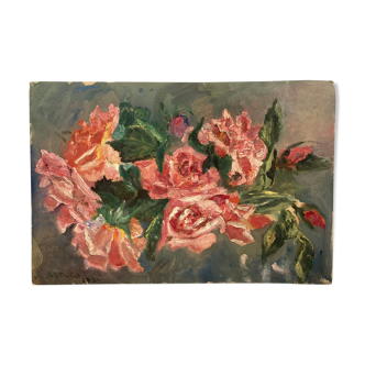 Peinture aux roses vintage