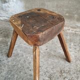 Antique stool oak plant table