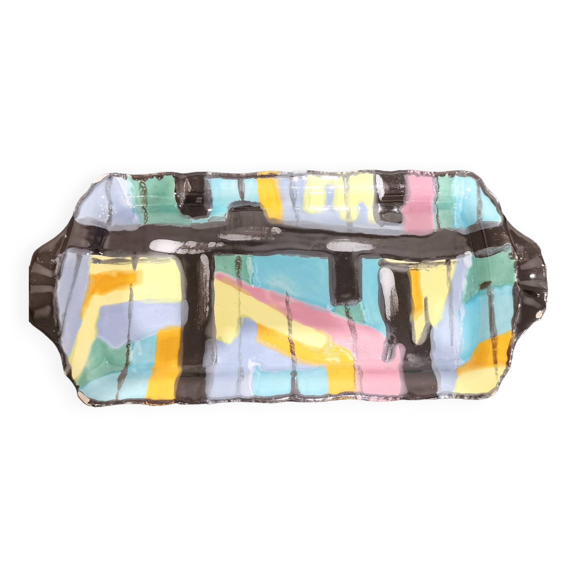 Rectangular art deco dish Longwy Pigalle 1960