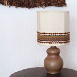 Stoneware lamp, wool lampshade, 70s