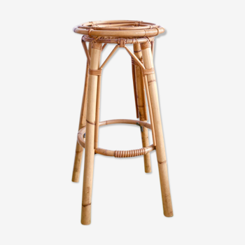 Tabouret haut en rotin, années 70