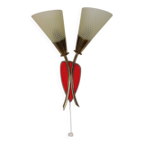 Vintage wall lamp from the 1950s in brass with flower decoration.